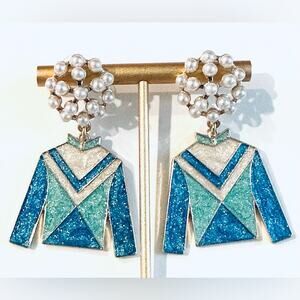 Kentucky Derby Enamel Jockey Silks Earrings Horse Racing*